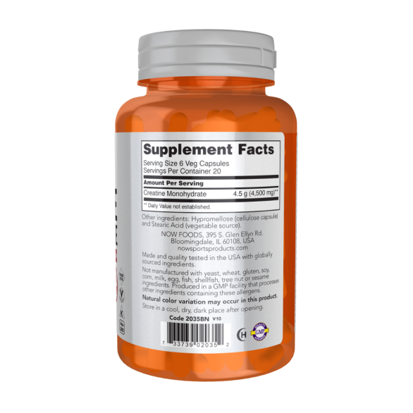 NOW CREATINE MONOHYDRATE / КРЕАТИН МОНОГИДРАТ 750мг в капсулах №120