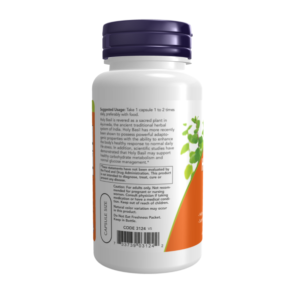 NOW HOLY BASIL EXTRACT / ЭКСТРАКТ СВЯЩЕННОГО БАЗИЛИКА 500 мг в капсулах №90