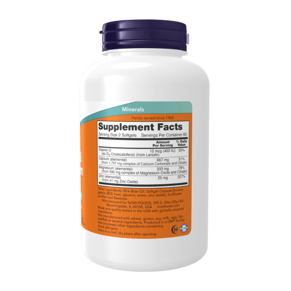 Now Calcium & Magnesium softgels Кальций и магний с витамином D и цинком