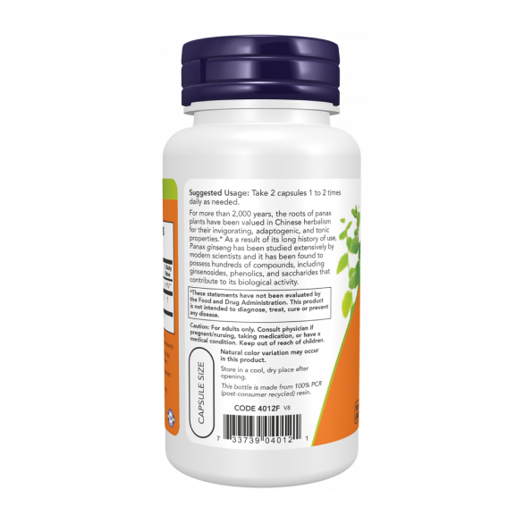 Now Panax Ginseng Корінь женьшеню 500 мг