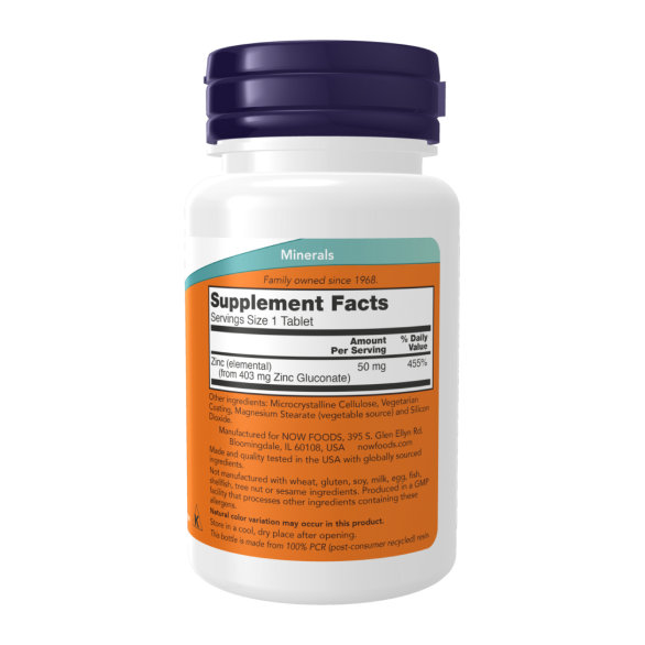 Now Zinc 50 mg Цинк глюконат