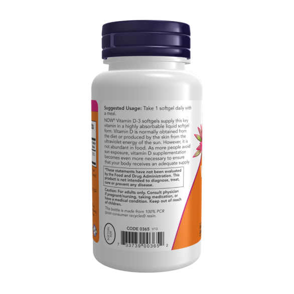 Now Vitamin D-3 1000 IU Високоактивний вітамін D3, 25 мкг (1000 МЕ)